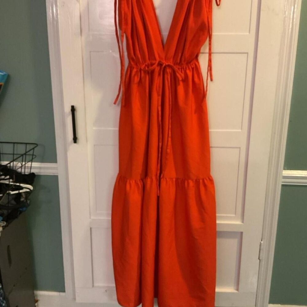 Unbranded Women's Orange and Red Dress